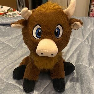 Adorable Brown Plush Bull Toy